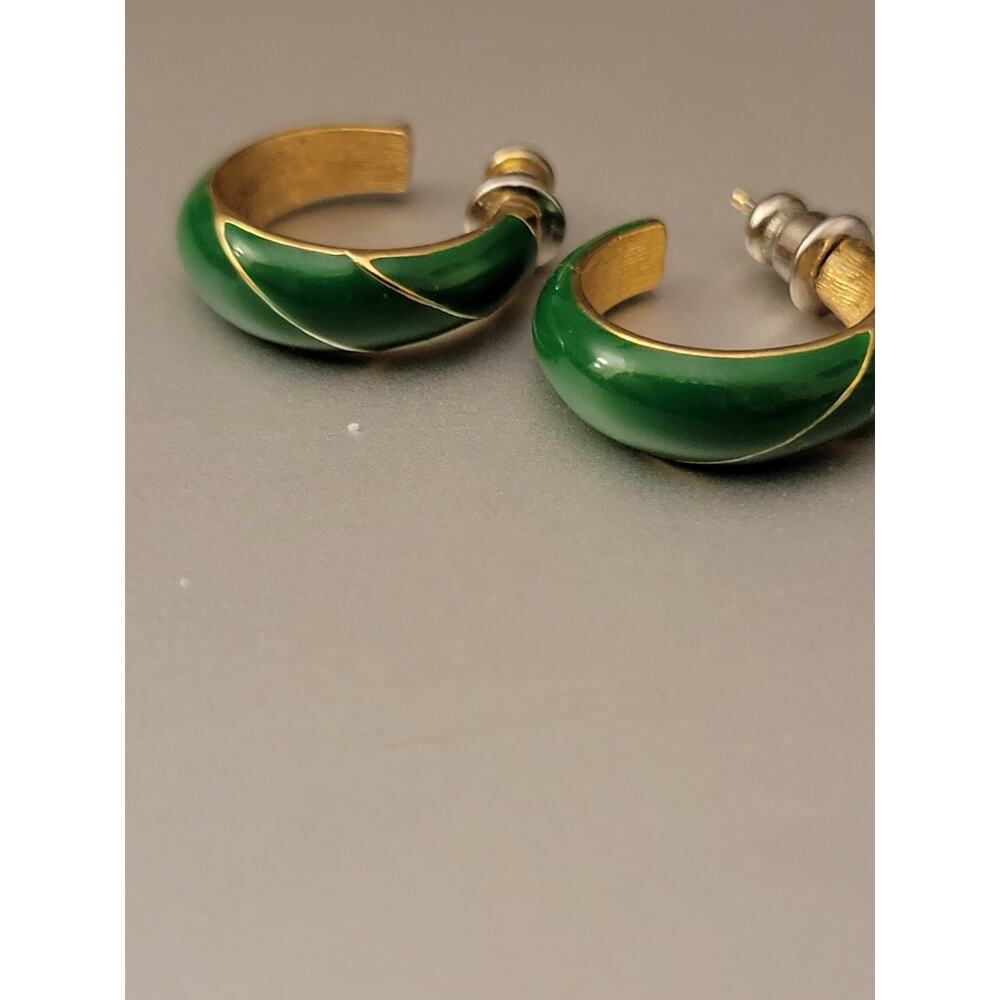 Vintage green enamel wedding gold tone